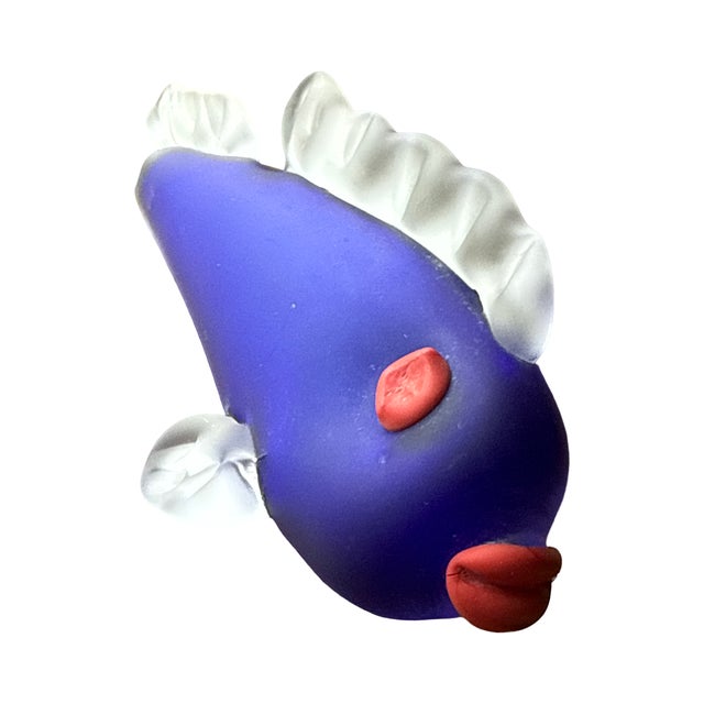 signed and dated '02. Executed in rich satin-finished cobalt blue glass, the sculpture features beautifully sculpted...