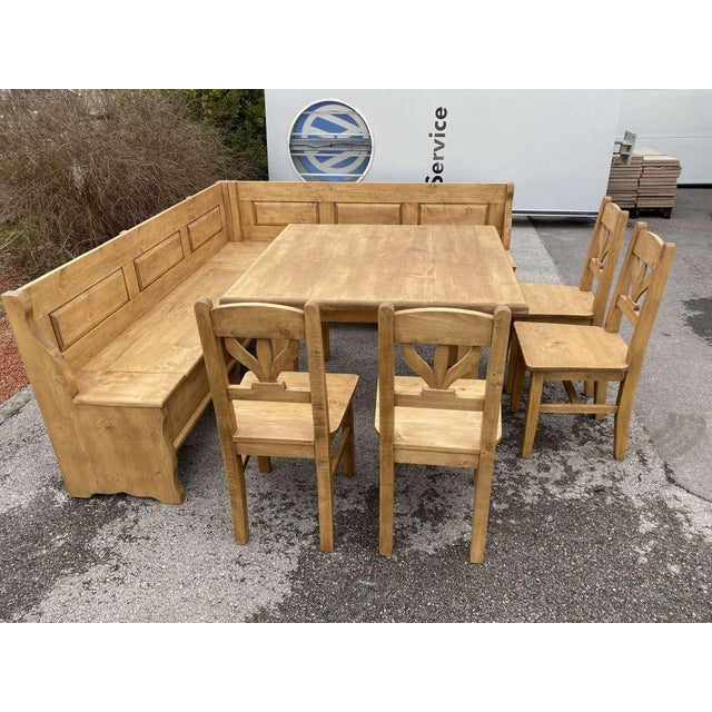 Wood Vintage Rustic Corner Dining Set, Set of 6 For Sale - Image 7 of 12