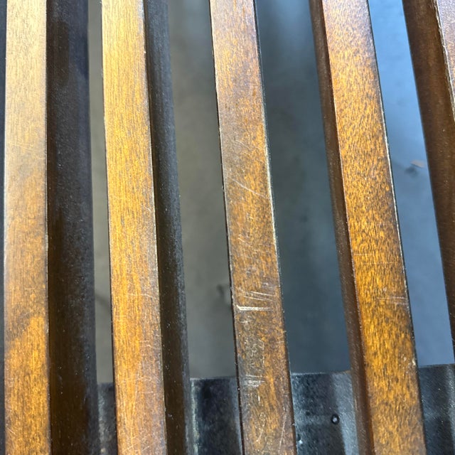 Mid Century John Keal Walnut Expandable Slated Bench For Sale - Image 9 of 12