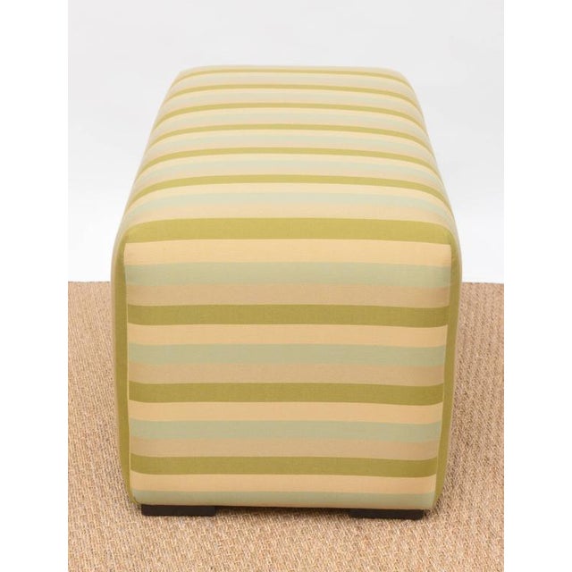 Green and Light Blue Striped Ottoman For Sale In Miami - Image 6 of 9