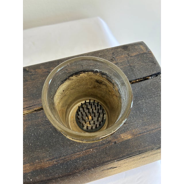Vintage Rustic Wooden Candle Holder With Glass Inserts For Sale In Oklahoma City - Image 6 of 10