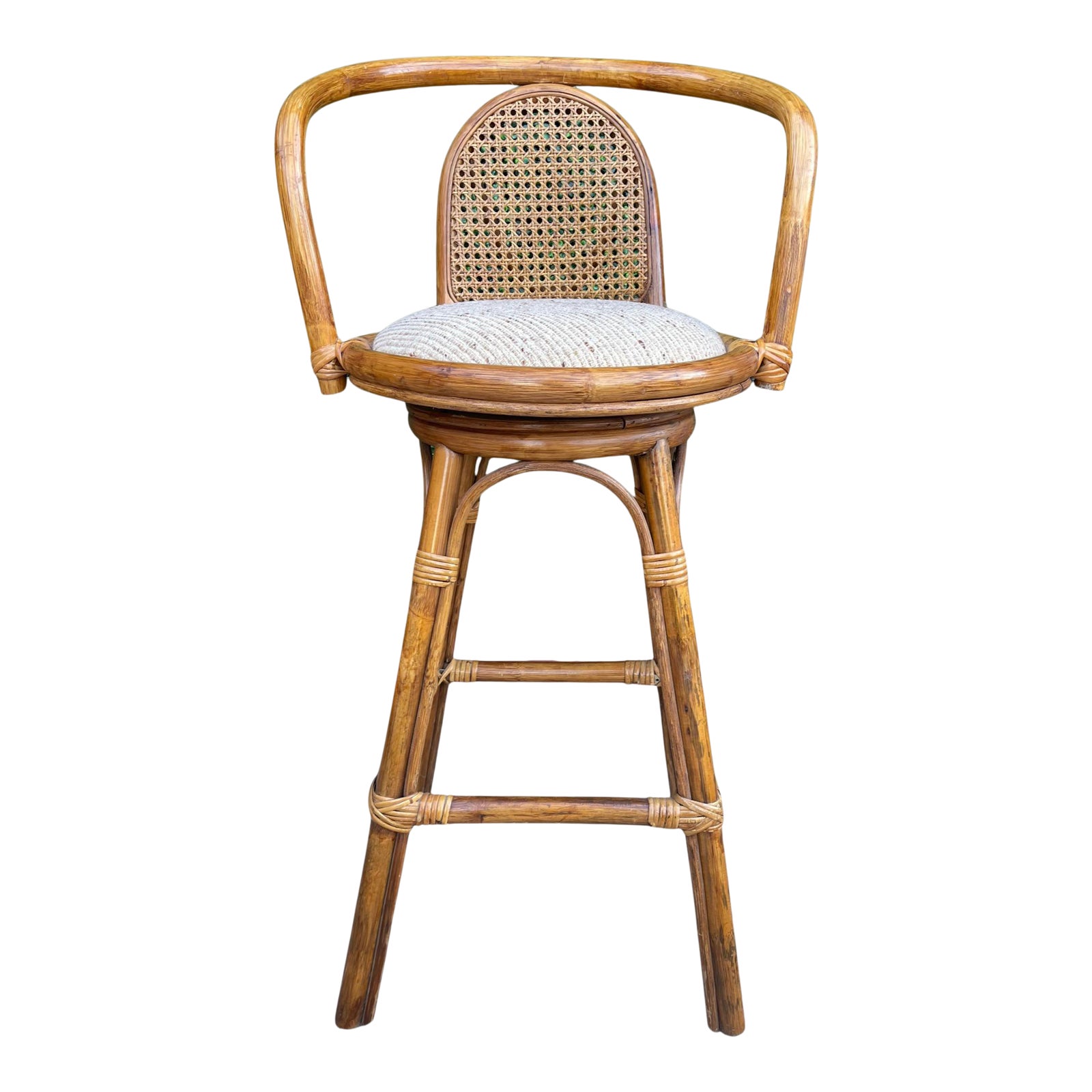 Vintage Rattan Swivel Counter Stool Chairish