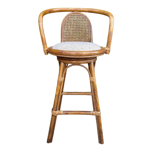 Vintage Rattan Swivel Counter Stool Chairish