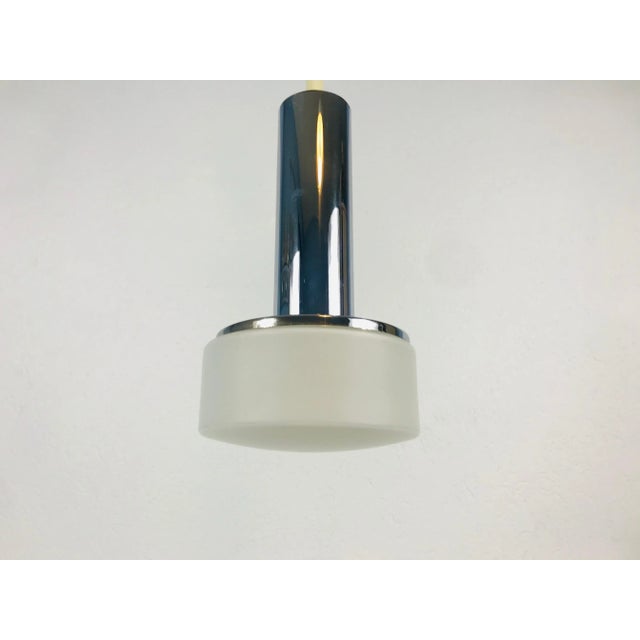 Staff Leuchten 1970s Staff Chrome and Opaline Glass Hanging Lamps, Germany - A Pair For Sale - Image 4 of 9