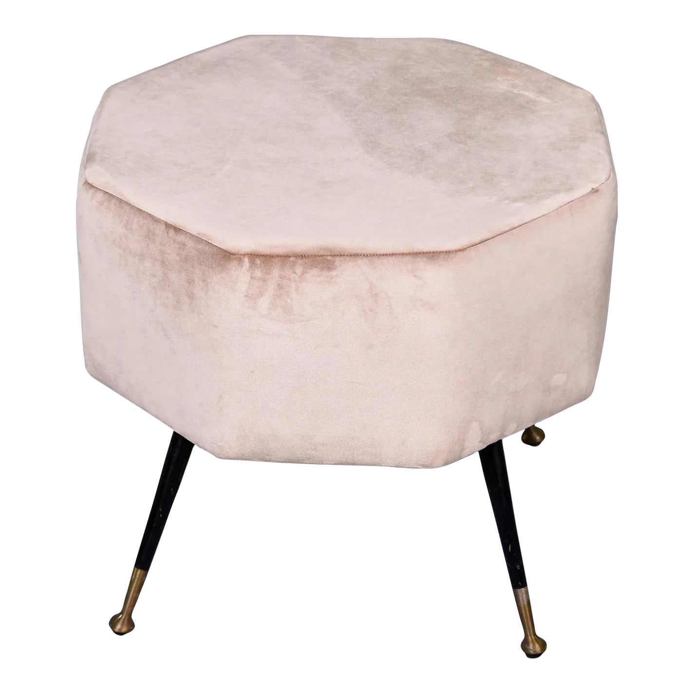 Mid Century Italian Octagonal Stool in Champagne Velvet | Chairish