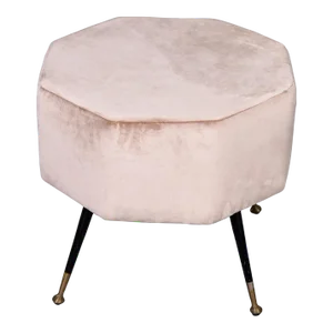 Mid Century Italian Octagonal Stool in Champagne Velvet