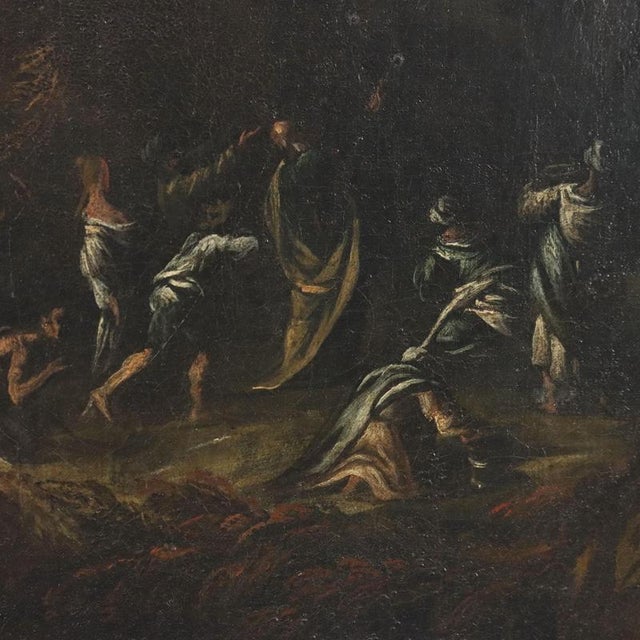 Moses Makes the Water Flow from the Rock, Oil on Canvas, Framed For Sale - Image 7 of 13