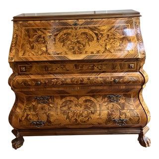 1990s Dutch Style Secretaire with Marquetry For Sale