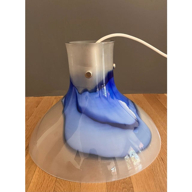 Vintage Blue and White Art Glass Pendant Light For Sale - Image 4 of 12