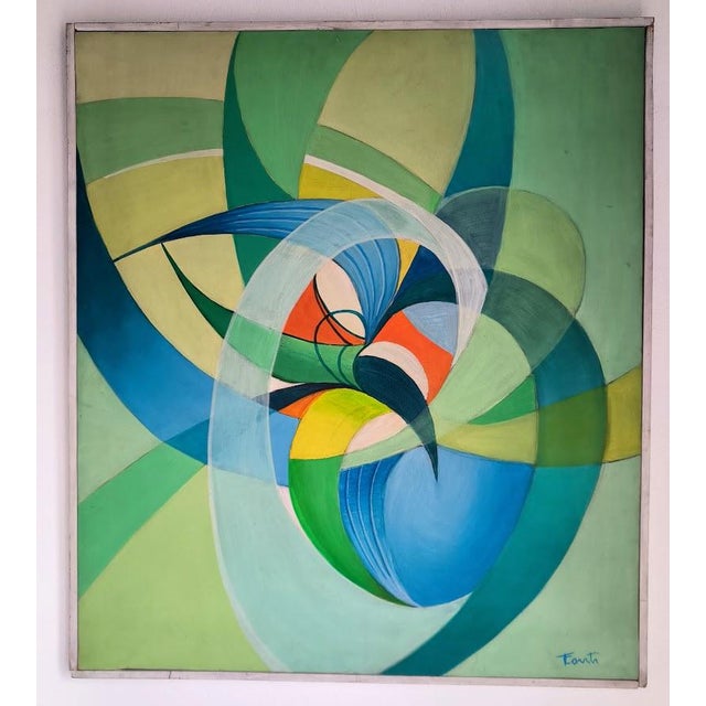 Modern Tino Conti, Moving Curves, 1920s-1930s, Oil on Canvas For Sale - Image 3 of 4
