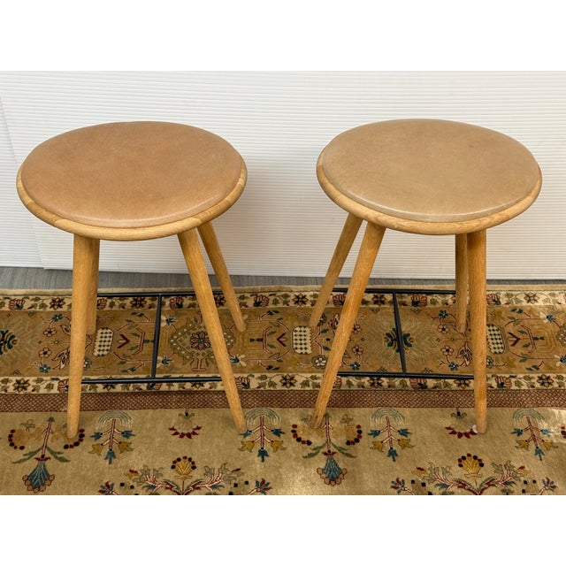 Wood Space Copenhagen for Mater Soaped Oak Wood Counter Stools, Pair For Sale - Image 7 of 12