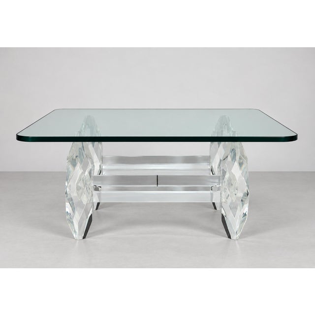 Mid-Century Modern Amparo Calderon Tapia “Diamante” Sculptural Lucite & Glass Coffee Table For Sale - Image 3 of 18
