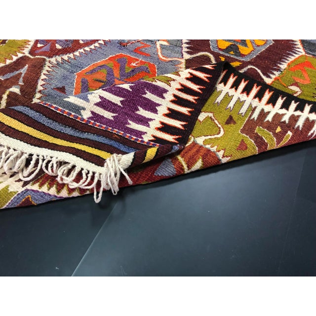 1960s Vintage Handmade Turkish Kilim Rug - 5′2″ × 10′7″ For Sale - Image 4 of 11