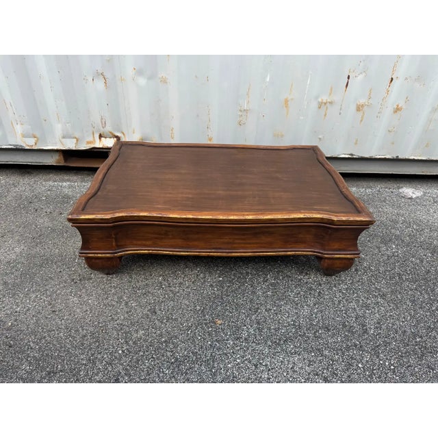 Mid 20th Century Vintage Italian Style Wood Coffee Table With Bulbous Legs For Sale - Image 5 of 7