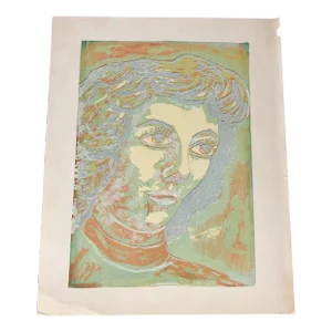 Vintage Expressionist Modern Portrait Print of a Woman