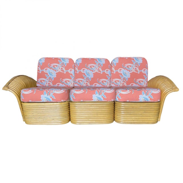 Restored Rattan "Golden Girls" Sofa & Lounge Chairs Livingroom Set For Sale - Image 12 of 14