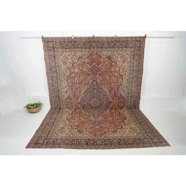 1970s Vintage Persian Handmade Wool 8x11 Red Area Rug For Sale - Image 11 of 11