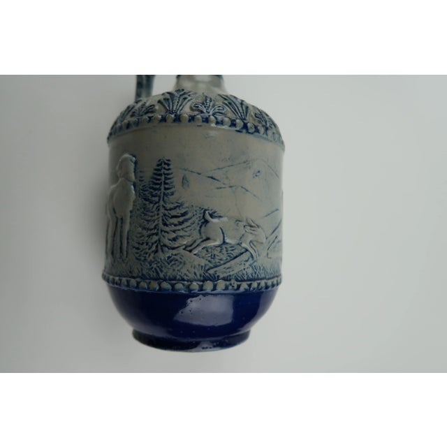 Antique White's Pottery of Utica, Ny. Grey and Blue Hunting Scene Jug For Sale - Image 4 of 8