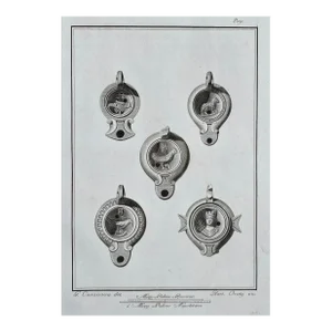 1762 Roman Lamp Engraving With Animals