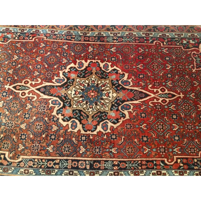 Vintage Persian Bidjar Gallery Rug, Hand-Knotted Wool, Geometric Medallion Pattern, Red & Navy, 5’ X 9’ For Sale - Image 12 of 12