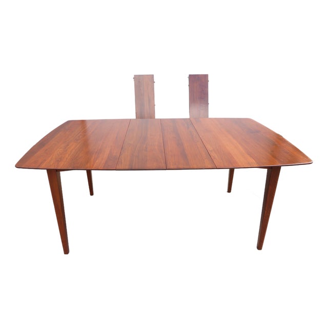 Vintage Mid Century Walnut Extending Dining Table W/ Leaves by Ace Hi Furniture For Sale