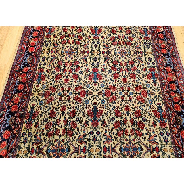 Vintage Persian Bidjar Area Rug, Hand-Knotted Wool, All-Over Golfarang Floral Pattern, Yellow & Red, 5x9 For Sale - Image 17 of 18