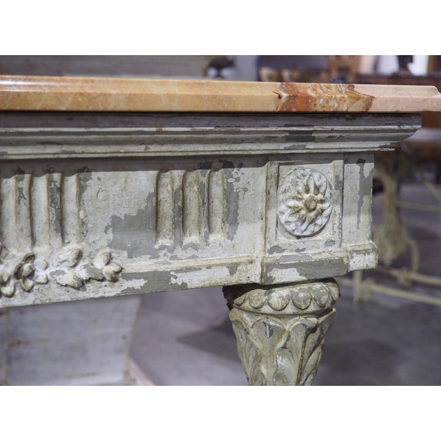 Gray Antique French Painted Louis XVI Style Console Table With Marble Top For Sale - Image 8 of 18