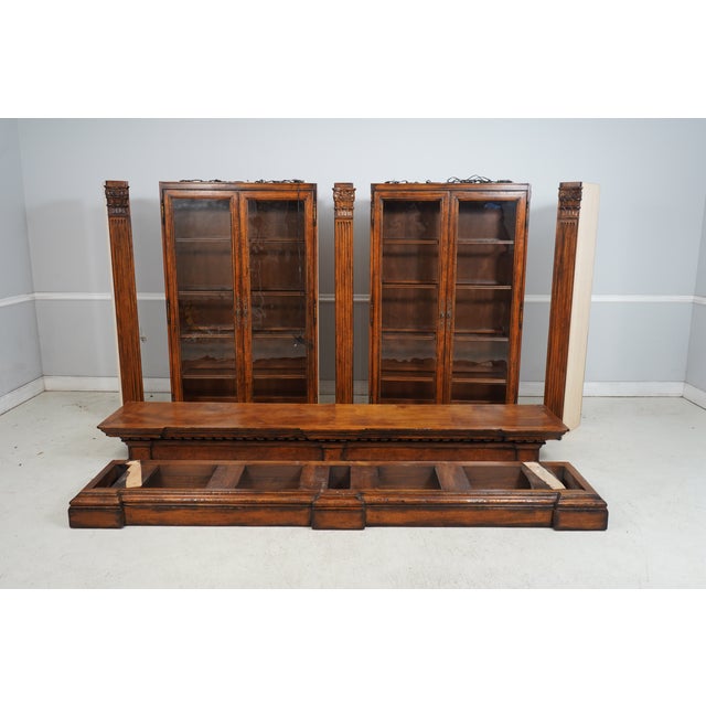 Italian 4 Door Large Walnut Library Bookcase For Sale - Image 17 of 17