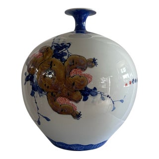John Richard Yori Ceramic Oversized Vase With Asian Theme For Sale