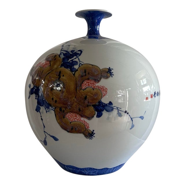 John Richard Yori Ceramic Oversized Vase With Asian Theme For Sale
