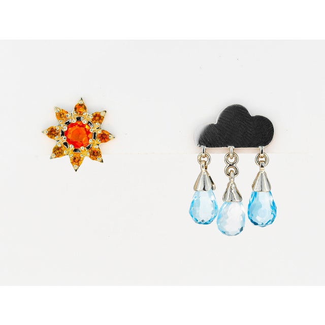Not Yet Made - Made To Order Rain and Sun Earring Studs- Set of 2 For Sale - Image 5 of 10