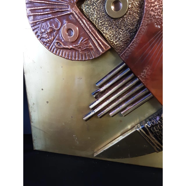 Vintage Brutalist Metal Wall Sculpture For Sale - Image 4 of 7
