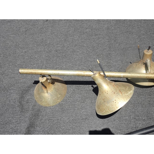 Metal Vintage Mid Century Black Gold Tension Pole Lamp Light For Sale - Image 7 of 17