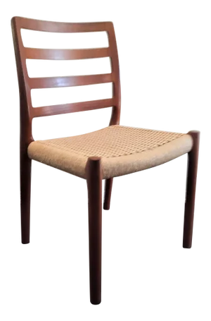 Vintage Nils Otto Møller Model 85 Dining Chair in Teak With Rope Seat