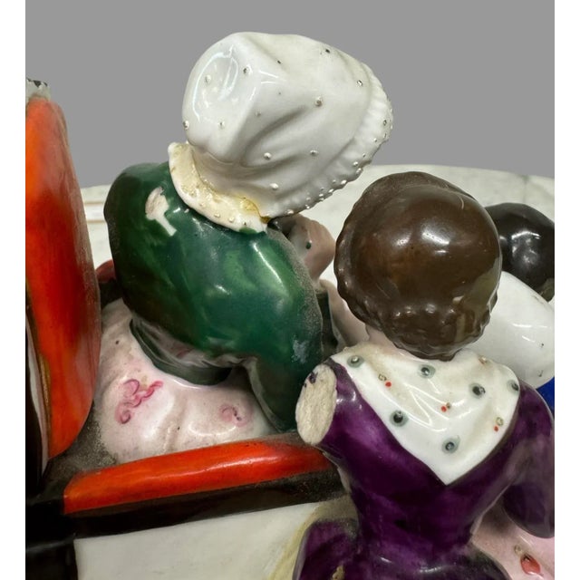 Ceramic Antique Staffordshire Porcelain Figural Inkwell of a Grandmother With Children For Sale - Image 7 of 12