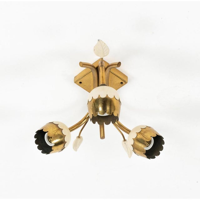Mid-Century Brass Tulip Flower Wall Sconces, Italy, 1950s, Set of 2 For Sale - Image 15 of 18