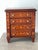19 th c Antique walnut richly inlaid 4 drawers jewelry box. Floral inlay on sides and top. European origin.
