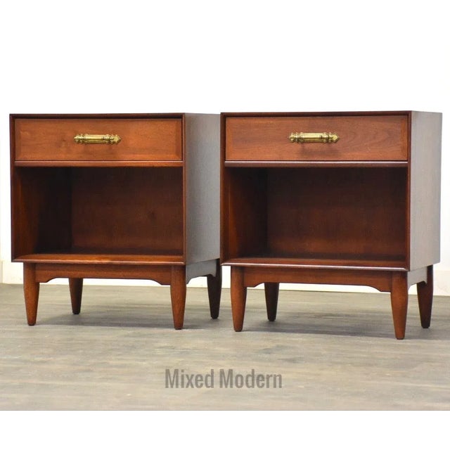 Walnut Mid Century Nightstands - a Pair For Sale - Image 9 of 9