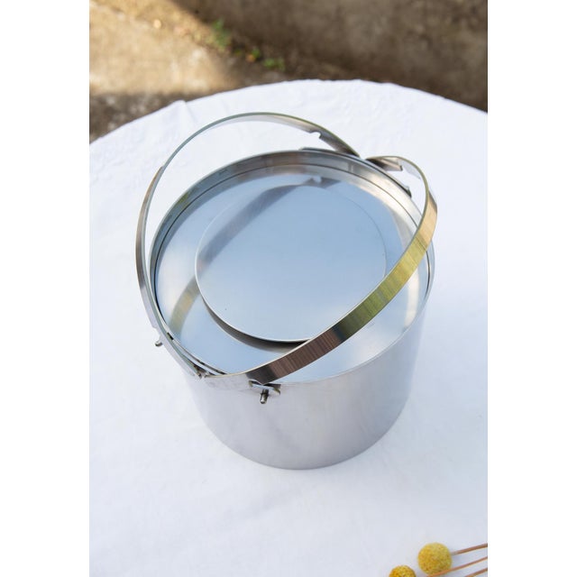 Silver Stainless Steel Cylinda Cube Bucket by Arne Jacobsen for Stelton, 1960s For Sale - Image 8 of 9