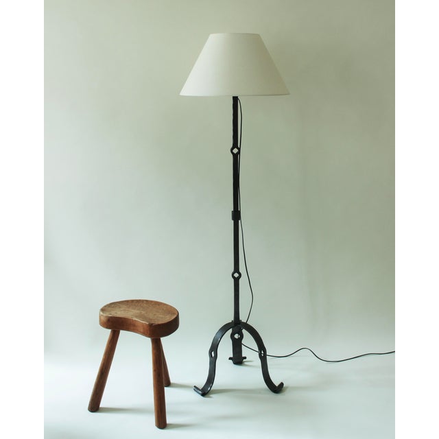 Black Brutalist Wrought Iron Floor Lamp, 1950s For Sale - Image 8 of 9