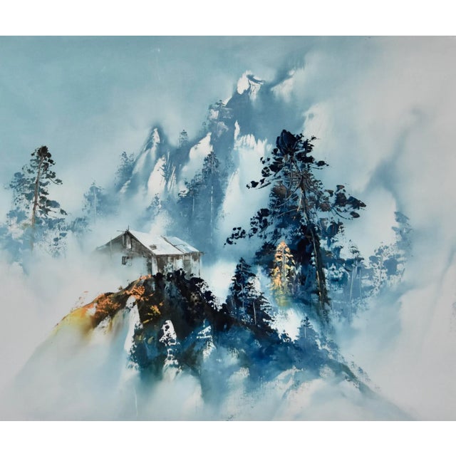 Mid 20th Century Japanese Landscape Scene Silk Painting, Framed Signed For Sale - Image 12 of 12