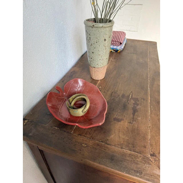 Red Leaf Ceramic Dish, 1960s For Sale - Image 4 of 18