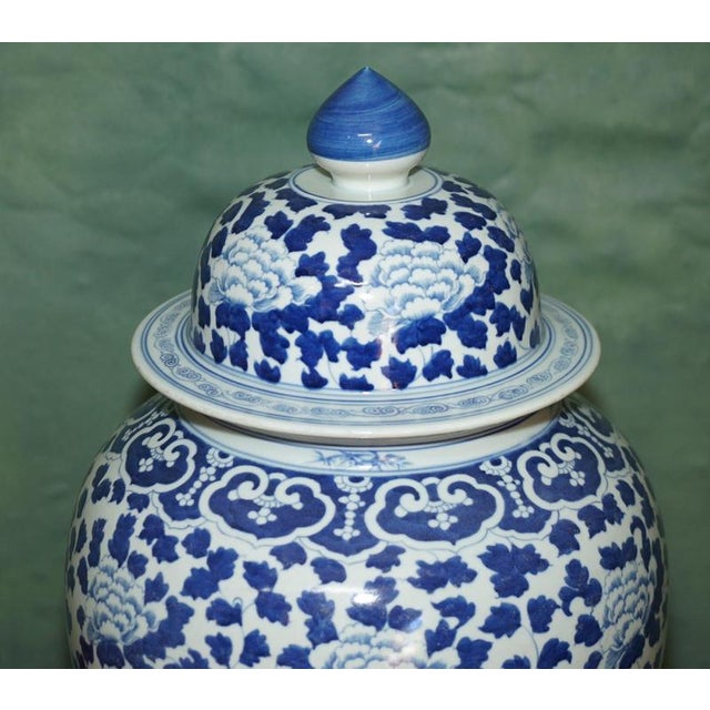 Large Chinese Style Blue and White Temple Jars from Ralph Lauren, Set of 2 For Sale - Image 14 of 18
