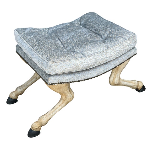 Randy Esada Designs for Prospr 18th C Style Horse Leg & Hoof Vanity Stool or Bench by Randy Esada Designs For Sale - Image 4 of 5