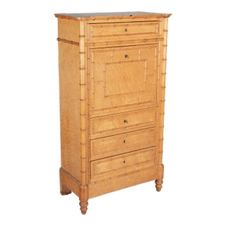 French Faux Bamboo Secretaire à Abattant, or Drop Front Desk For Sale