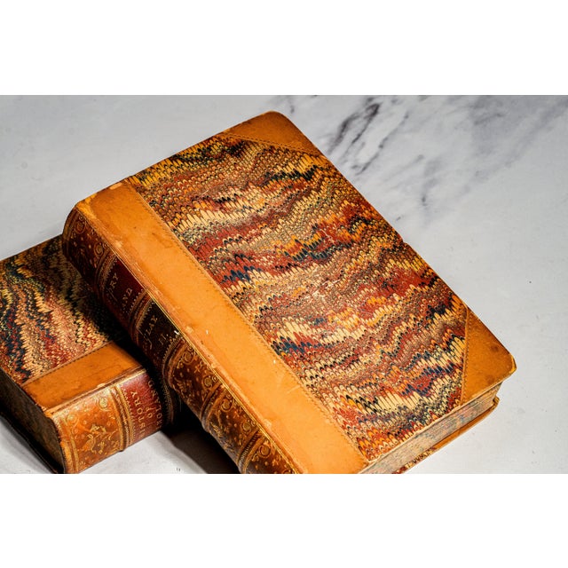 19th Century Lovely (2) Volume Leather Spine Antique Book Set 1871 History of England by Lord Macaulay Home Library Decor For Sale - Image 5 of 10