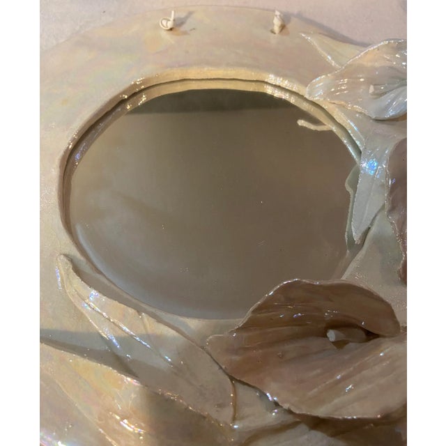 Vintage Calla Lily Ceramic Mirror For Sale - Image 4 of 12