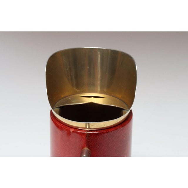 1950s Italian Modernist Pitcher in Brass and Dyed Red Goatskin by Aldo Tura For Sale - Image 14 of 18