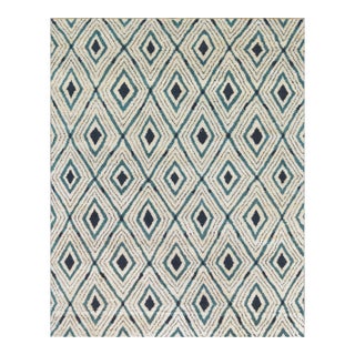 Modern Diamond Pattern Wool Handwoven Rug For Sale