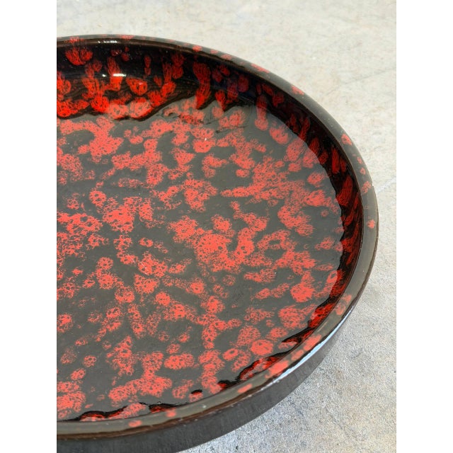 Ceramic Mid-Century Modern Red Fat Lava Glaze Ceramic Plate 1960s For Sale - Image 7 of 10